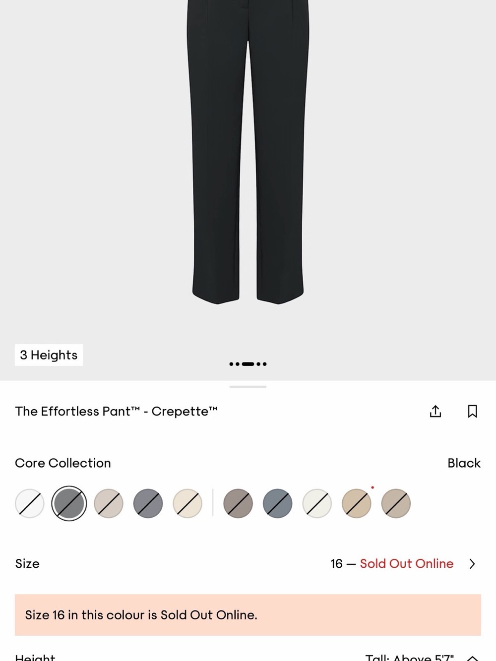 Aritzia (Wilfred) The Effortless Pant™ Crepette in Black 16 tall